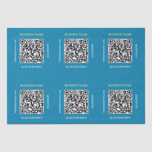 Genereer QR-code Bedrijfsnaam Website, Blauw Tissuepapier (Voorkant)