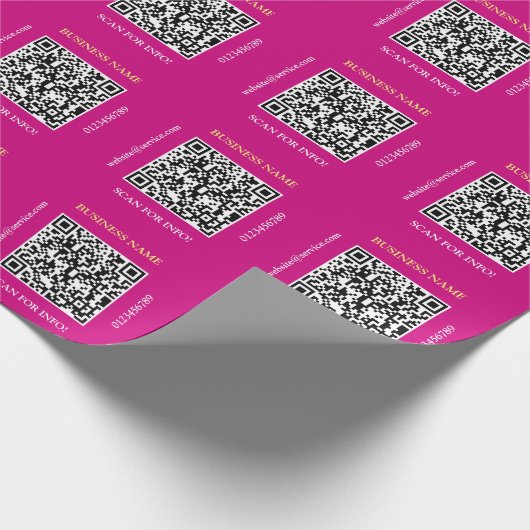 Genereer QR-code Bedrijfsnaam Website, Fuchsia Cadeaupapier (Hoek)