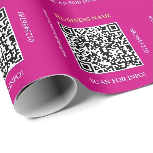 Genereer QR-code Bedrijfsnaam Website, Fuchsia Cadeaupapier (Rol Hoek)