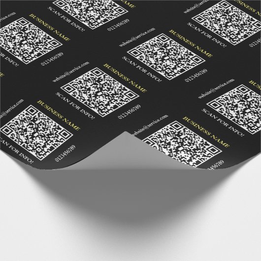 Genereer QR-code Bedrijfsnaam Website Promo Black Cadeaupapier (Hoek)