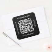Genereer QR-code Bedrijfsnaam Website Promo Black Vierkante Sticker (Envelop)