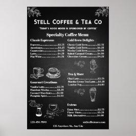 Generic Coffee Menu Prijs Chalkboard aanpassen Poster