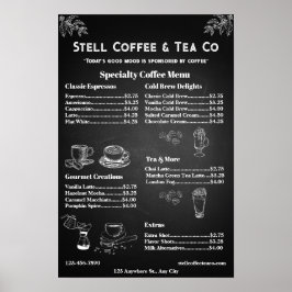 Generic Coffee Menu Prijs Chalkboard aanpassen Poster