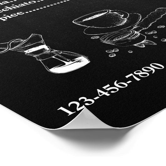 Generic Coffee Menu Prijs Chalkboard aanpassen Poster (Hoek)