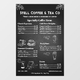 Generic Coffee Menu Prijs Chalkboard aanpassen Raamsticker