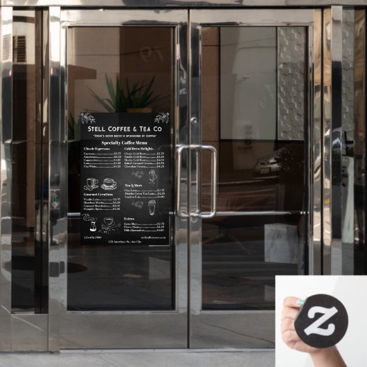 Generic Coffee Menu Prijs Chalkboard aanpassen Raamsticker (Kantoordeur)