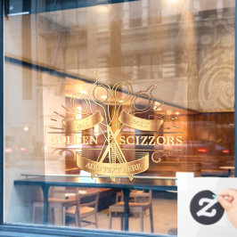 Generic Golden Barber Hair Salon Front aanpassen Raamsticker