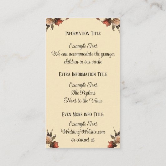 Generic Gothic  Kissing Skeletons Bruiloft Informatiekaartje (Achterkant)