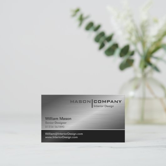 Generiek Visitekaartje voor zwart-wit en staal (Staand voorkant)