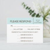 Generieke Bleke blauwe RSVP-reactiekaart RSVP Kaartje (Staand voorkant)