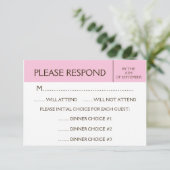 Generieke Bleke roze RSVP-reactiekaart RSVP Kaartje (Staand voorkant)