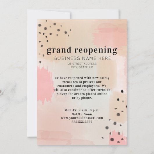 Generieke Business Grand Reopening Abstract Roze Kaart (Voorkant)