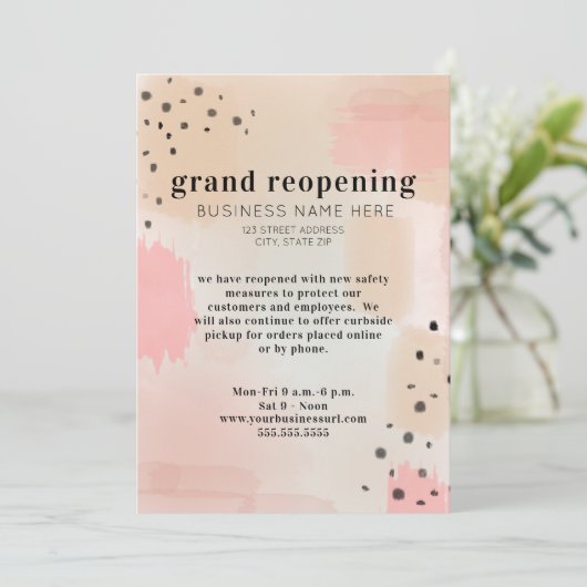 Generieke Business Grand Reopening Abstract Roze Kaart (Staand voorkant)