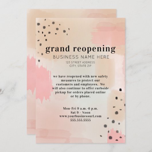 Generieke Business Grand Reopening Abstract Roze Kaart (Voorkant / Achterkant)