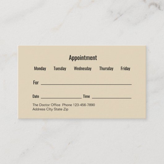 Generieke Doctor Kantoor Appointkaarten Afsprakenkaartje (Voorkant)