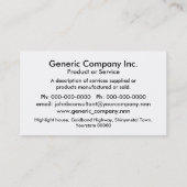 Generieke goudbanden visitekaartje (Achterkant)