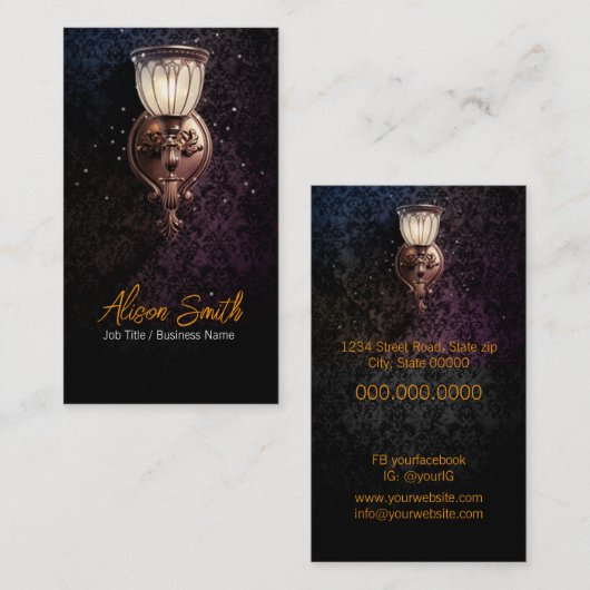 Generieke lamp met vuurvliegjes visitekaartje (Voorkant / Achterkant)