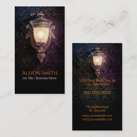 Generieke lamp met vuurvliegjes visitekaartje (Voorkant / Achterkant)