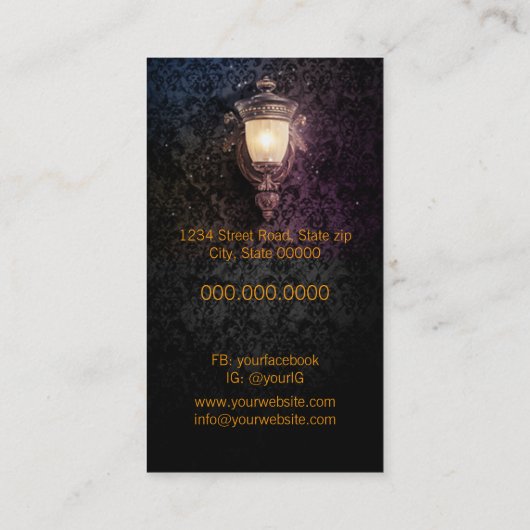 Generieke lamp met vuurvliegjes visitekaartje (Achterkant)