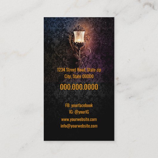 Generieke lamp met vuurvliegjes visitekaartje (Achterkant)