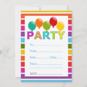 Generieke meerkleurige ballonpartij kaart (Voorkant)