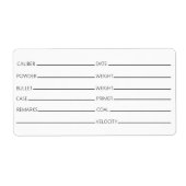 Generieke Sjabloon voor gegevenslabel voor herlade Etiket (Voorkant)