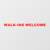 Generieke Walk-Ins Welkom, rood wit Raamsticker (Vel)