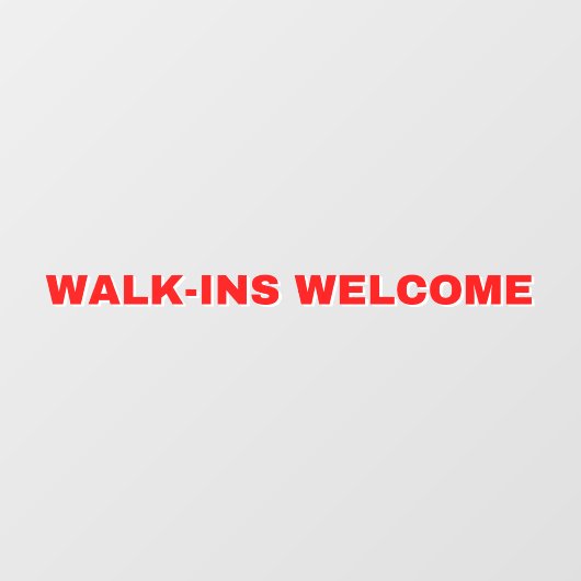 Generieke Walk-Ins Welkom, rood wit Raamsticker (Vel)