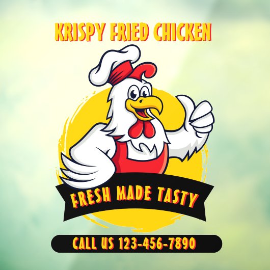 Generisch aangepast Fried Crispy Chicken Front Raamsticker (Vel 3)