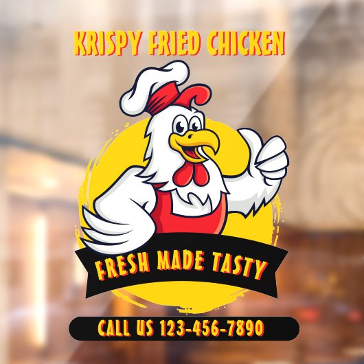 Generisch aangepast Fried Crispy Chicken Front Raamsticker (Vel 2)