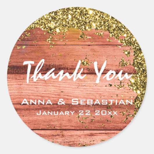 *~* Generisch AP49 Verweerd Verouderd Glitter Hout Ronde Sticker (Voorkant)