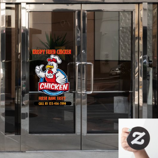 Generisch: Fried Crispy Chicken 2 Front aanpassen Raamsticker (Kantoordeur)