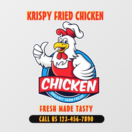 Generisch: Fried Crispy Chicken 2 Front aanpassen Raamsticker (Vel)