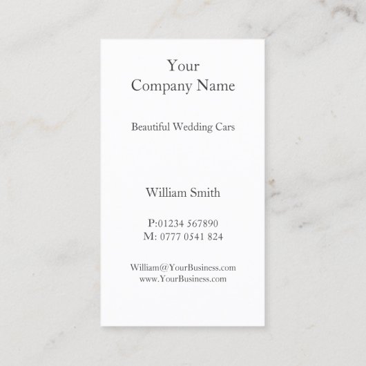 Generische bruiloft / Limo - Visitekaartje (Achterkant)