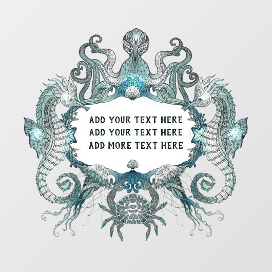Generische zeepaardkrab octopus Nautical aanpassen Raamsticker (Vel)