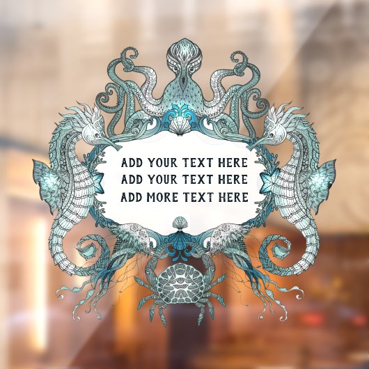 Generische zeepaardkrab octopus Nautical aanpassen Raamsticker (Vel 2)