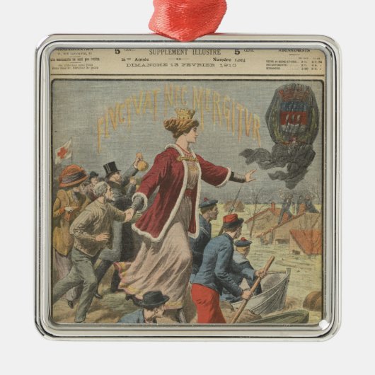 Generositeit van de stad Parijs en Frankrijk Metalen Ornament (Voorkant)