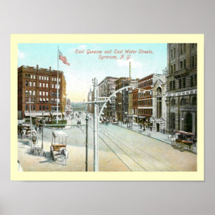 Genesee & Water Street, Syracuse, Vintage van New  Poster