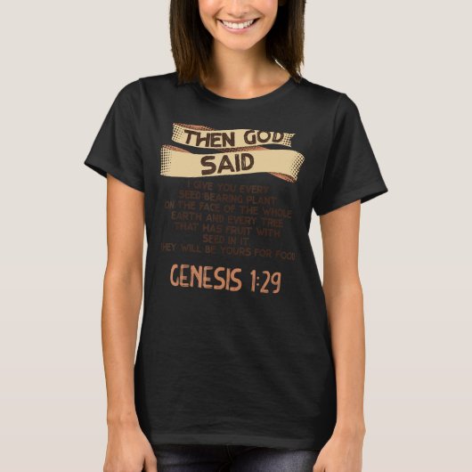 Genesis 129 Plant gebaseerd dieet Vegan Vegetarian T-shirt (Voorkant)