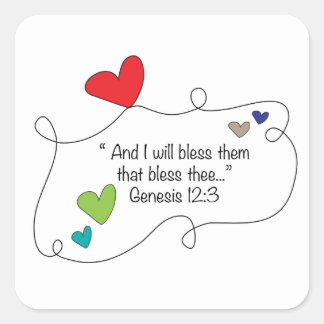 Genesis 12:3 Christelijk Bijbelcitaat Hart Zegen Vierkante Sticker