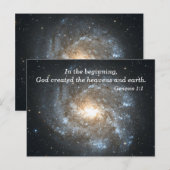 Genesis 1:1 Bijbeltekst in het begin Geheugen Briefkaart (Voorkant / Achterkant)