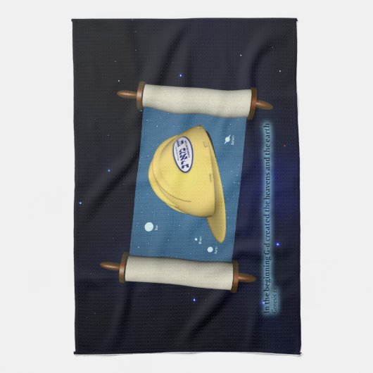 Genesis 1:1 - Bouw Theedoek (Verticaal)