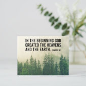 Genesis 1:1 in de begin Christelijke Manuscript Briefkaart (Staand voorkant)