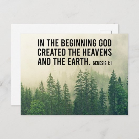 Genesis 1:1 in de begin Christelijke Manuscript Briefkaart (Voorkant / Achterkant)