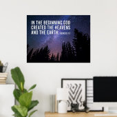 Genesis 1:1 in de begin Christelijke Manuscript Poster (Thuiskantoor)