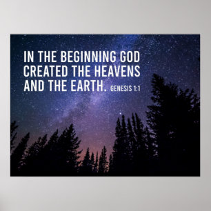 Genesis 1:1 in de begin Christelijke Manuscript Poster