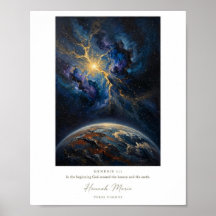 Genesis 1:1 In Den Beginne - Scheppingsposter 