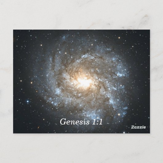 Genesis 1:1 in het begin Bijbelgeheugen Briefkaart (Achterkant)