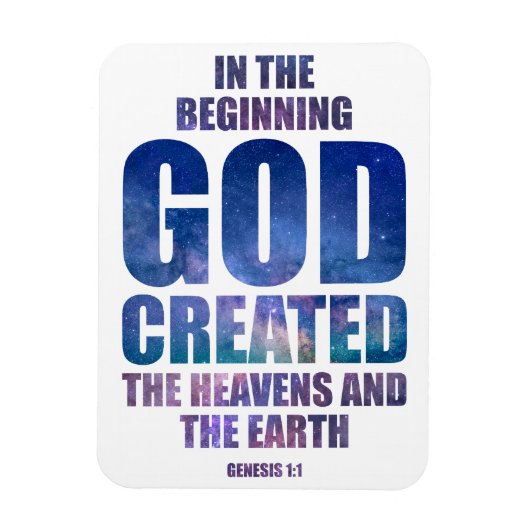 Genesis 1:1 In het begin Creëer GOD het universum Magneet (Verticaal)