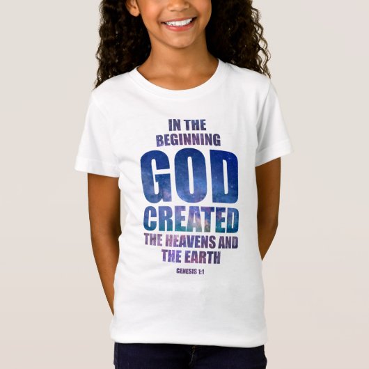 Genesis 1:1 In het begin Creëer GOD het universum T-shirt (Voorkant)